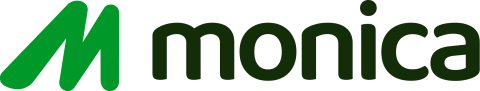 Monica Logo and word mark Green and Black
